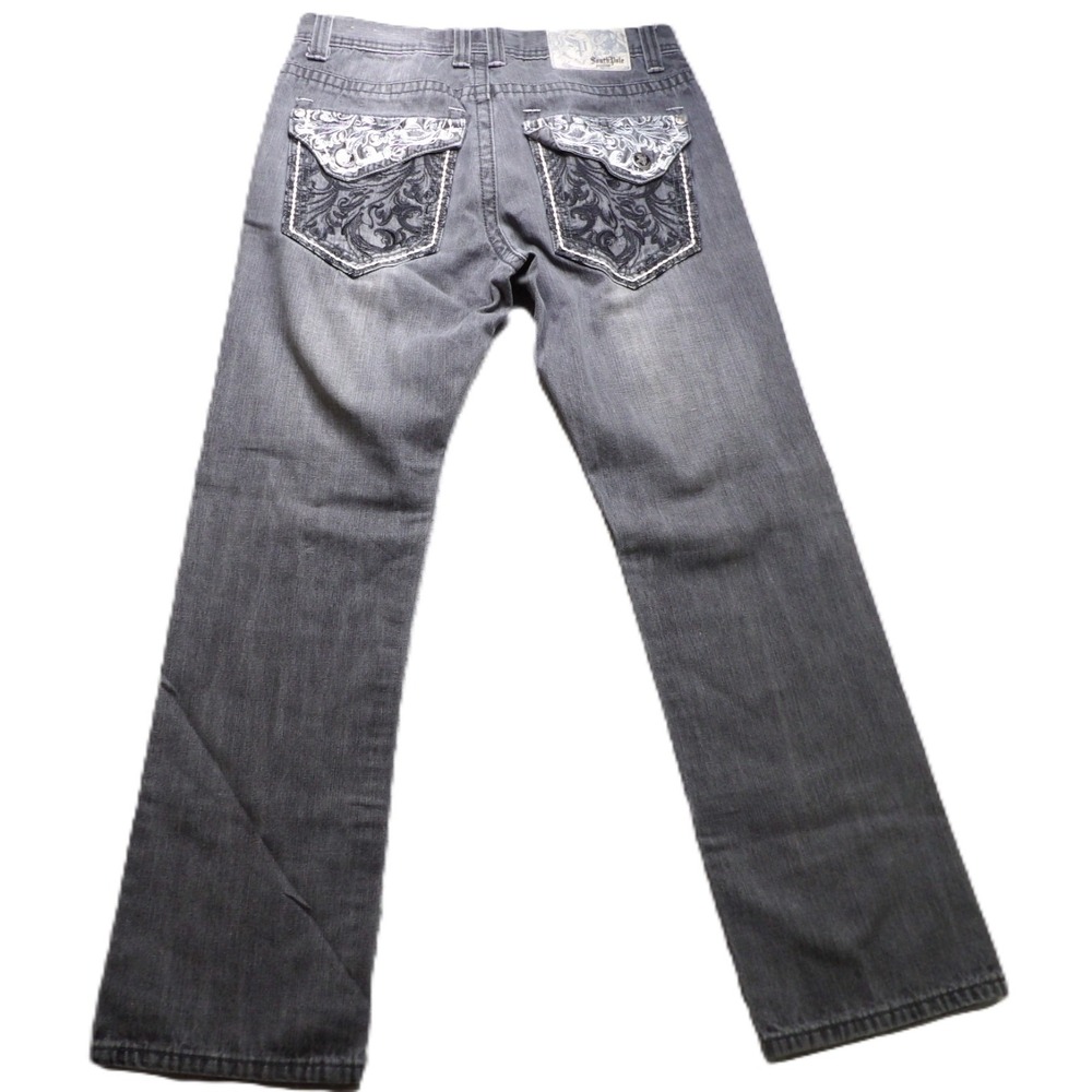 VTG Y2K Southpole Premium Jeans Embroidered Flap Pocket Denim Skater Men 34 Gray